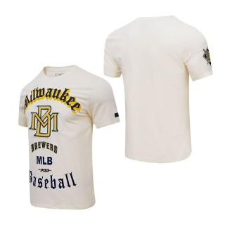 Men's Milwaukee Brewers Cream Cooperstown Collection Old English T-Shirt