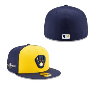Milwaukee Brewers Gold Navy 2023 Postseason 59FIFTY Fitted Cap