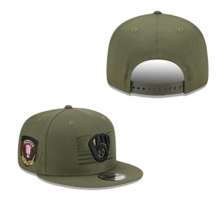 Men's Milwaukee Brewers Green 2023 Armed Forces Day 9FIFTY Snapback Adjustable Hat