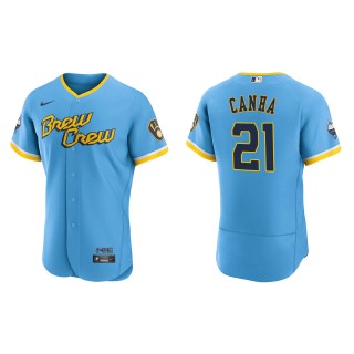 Milwaukee Brewers Mark Canha Powder Blue City Connect Authentic Jersey