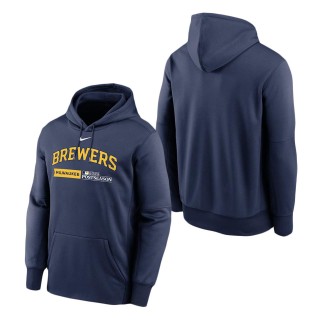 Milwaukee Brewers Navy 2023 Postseason Authentic Collection Dugout Performance Pullover Hoodie