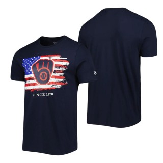 Men's Milwaukee Brewers Navy 4th of July Jersey T-Shirt
