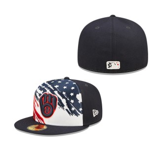 Men's Milwaukee Brewers Navy 2022 4th of July Independence Day On-Field 59FIFTY Fitted Hat