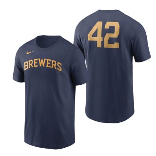 Men's Milwaukee Brewers Navy Jackie Robinson Day Team 42 T-Shirt