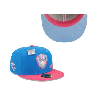 Milwaukee Brewers Blue Pink MLB x Big League Chew Curveball Cotton Candy Flavor Pack 59FIFTY Fitted Hat