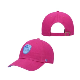 Milwaukee Brewers Periwinkle Orchid Undervisor Clean Up Adjustable Hat Pink
