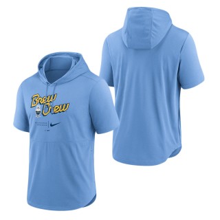 Brewers Powder Blue 2022 City Connect Short Sleeve Pullover Hoodie