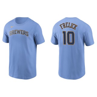 Milwaukee Brewers Sal Frelick Light Blue Name Number T-Shirt