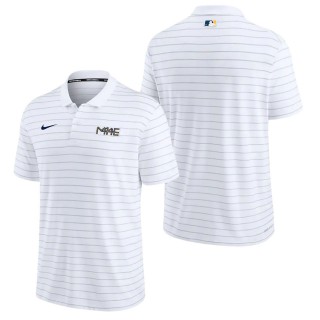 Brewers White 2022 City Connect Authentic Collection Striped Performance Polo