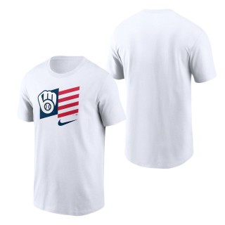 Men's Milwaukee Brewers Nike White Americana Flag T-Shirt