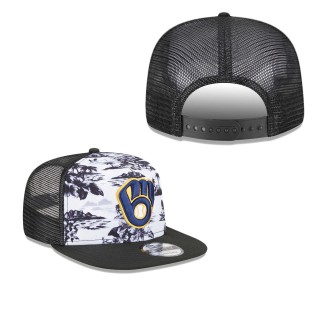 Milwaukee Brewers White Black Vacay 2.0 A-Frame Trucker 9FIFTY Snapback Hat