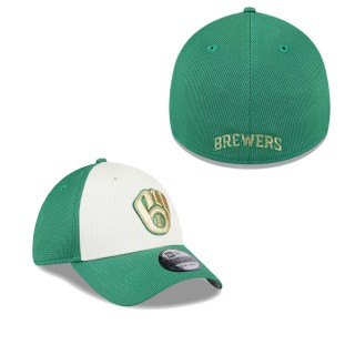 Milwaukee Brewers White Green 2024 St. Patrick's Day 39THIRTY Flex Fit Hat