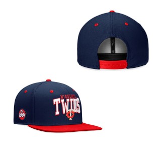 Men's Minnesota Twins  Navy Red Iconic Lock Up Snapback Hat