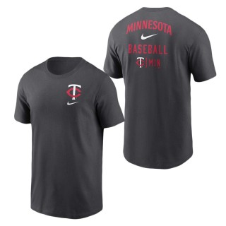 Minnesota Twins Charcoal Logo Sketch Bar T-Shirt