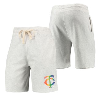 Men's Minnesota Twins Concepts Sport Oatmeal Mainstream Logo Terry Tri-Blend Shorts