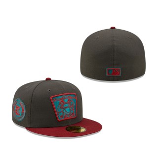 Minnesota Twins Cooperstown Collection 50th Anniversary Titlewave 59FIFTY Fitted Hat Graphite Cardinal