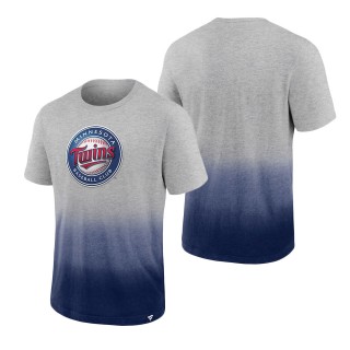 Men's Minnesota Twins Heathered Gray Heathered Navy Iconic Team Ombre Dip-Dye T-Shirt