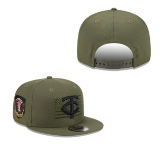 Men's Minnesota Twins Green 2023 Armed Forces Day 9FIFTY Snapback Adjustable Hat