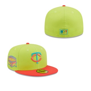 Men's Minnesota Twins Green Red HHH Metrodome Final Season Cyber Highlighter 59FIFTY Fitted Hat