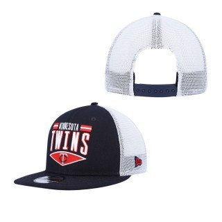 Men's Minnesota Twins Navy White Base Trucker 9FIFTY Snapback Hat