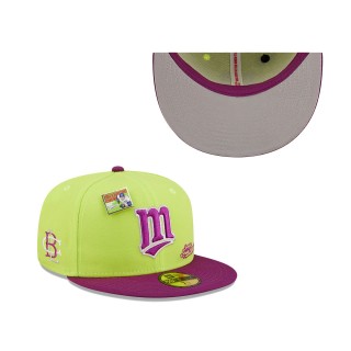 Minnesota Twins Green Purple MLB x Big League Chew Swingin' Sour Apple Flavor Pack 59FIFTY Fitted Hat