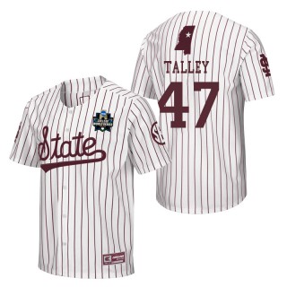Mississippi State Drew Talley White 2021 College World Series Champions Pinstripe Baseball Jersey