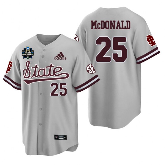 Mississippi State Kyte McDonald Gray 2021 College World Series Champions College Baseball Jersey