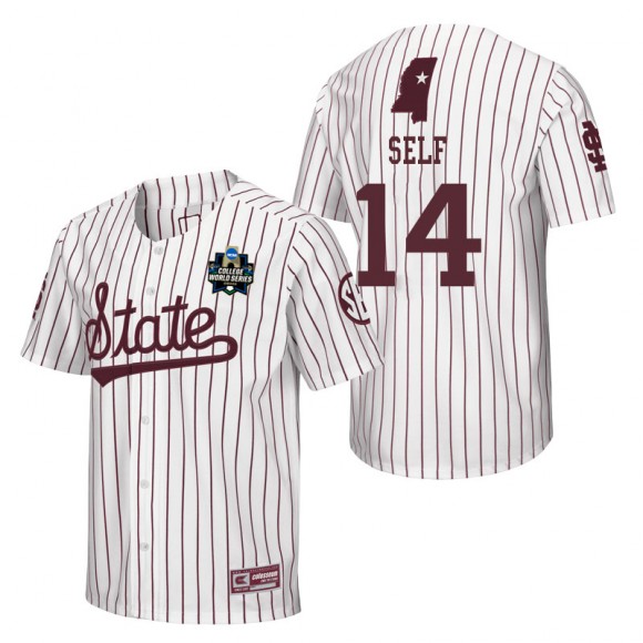 Mississippi State Riley Self White 2021 College World Series Champions Pinstripe Baseball Jersey