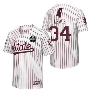 Mississippi State Shane Lewis White 2021 College World Series Champions Pinstripe Baseball Jersey