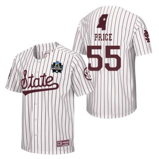 Mississippi State Spencer Price White 2021 College World Series Champions Pinstripe Baseball Jersey