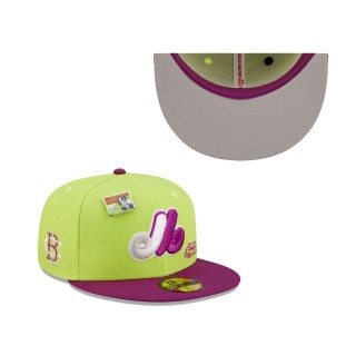 Montreal Expos Green Purple MLB x Big League Chew Swingin' Sour Apple Flavor Pack 59FIFTY Fitted Hat
