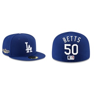 Mookie Betts Los Angeles Dodgers Royal 2022 Postseason Side Patch 59FIFTY Fitted Hat