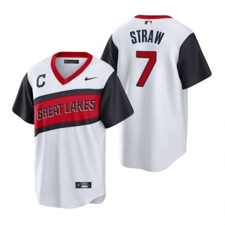 Indians Myles Straw Nike White 2021 Little League Classic Home Replica Jersey