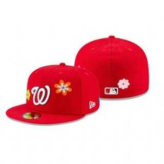 Nationals Red Chain Stitch Floral Hat