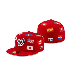 Nationals All Over Flag 59FIFTY Fitted Red Hat