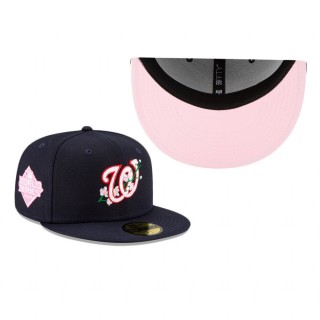 Nationals Navy Side Patch Bloom 59FIFTY Fitted Hat