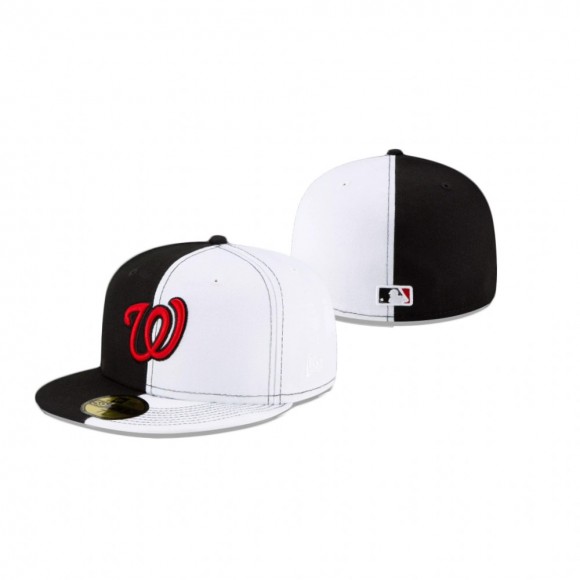 Nationals Split Crown Black White 59Fifty Fitted Hat