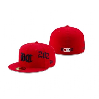 Nationals Stamped Script Red 59FIFTY Fitted Hat