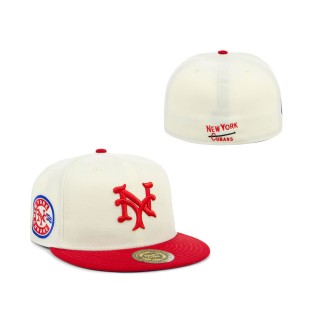 NLB New York Cubans Rings & Crwns Cream Red Team Fitted Hat