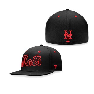 Men's New York Mets Black Iconic Wordmark Fitted Hat