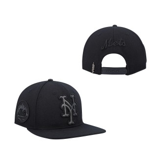 Men's New York Mets Black Triple Black Wool Snapback Hat