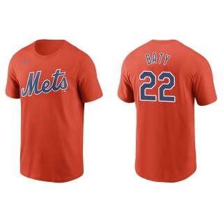Men's New York Mets Brett Baty Orange Name & Number T-Shirt