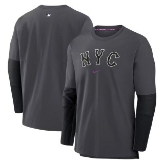 New York Mets Charcoal 2024 City Connect Player Tri-Blend Pullover Jacket