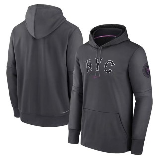 New York Mets Charcoal 2024 City Connect Practice Pullover Hoodie