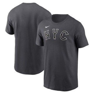 New York Mets Charcoal 2024 City Connect Wordmark T-Shirt