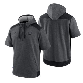 Men's New York Mets Charcoal Black Authentic Collection Dry Flux Performance Quarter-Zip Short Sleeve Hoodie
