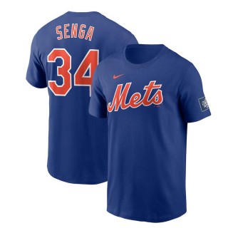 New York Mets Kodai Senga Royal 2024 MLB World Tour London Series Name & Number T-Shirt