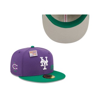 New York Mets Purple Green MLB x Big League Chew Ground Ball Grape Flavor Pack 59FIFTY Fitted Hat
