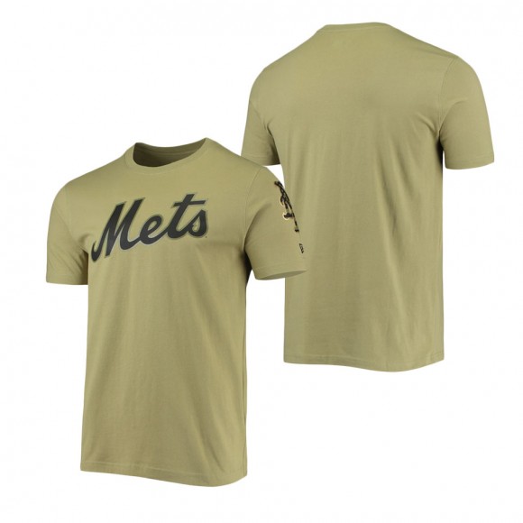 New York Mets Olive Brushed Armed Forces T-Shirt