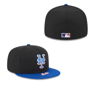 New York Mets On Deck Fitted Hat Black Royal